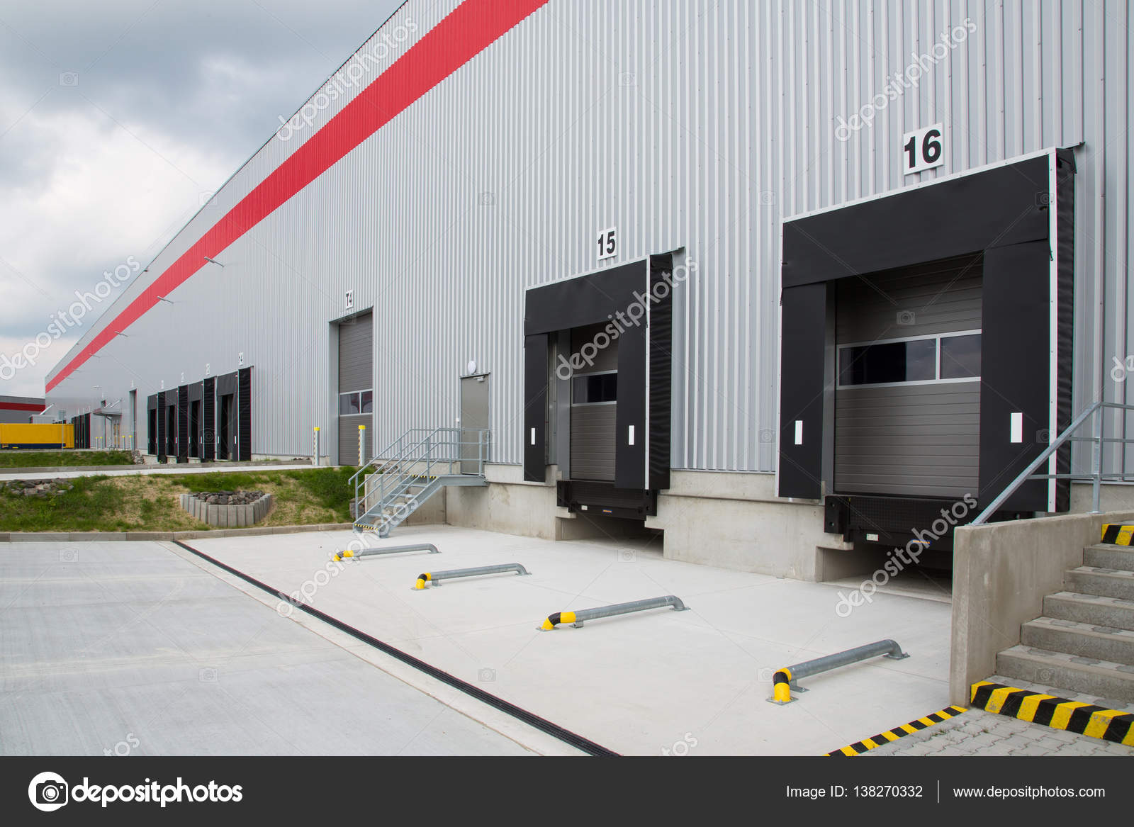 Logistics hall docks on warehouse Stock Photo by
