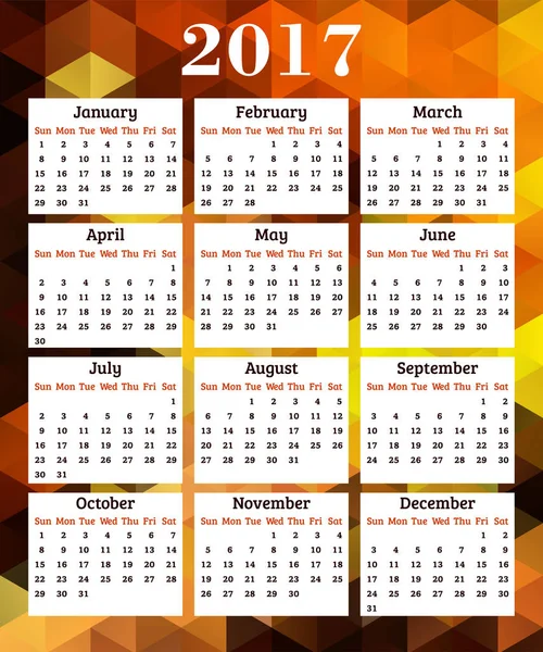 Calendar for 2017 year — Stock Vector