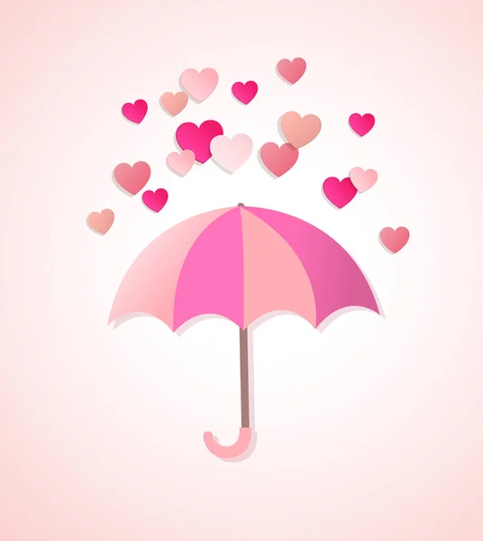 Papírové srdce a deštník — Stockový vektor