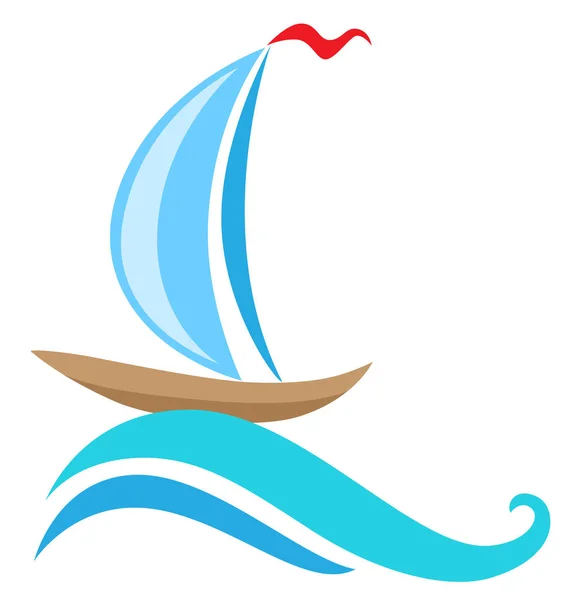 Segelschiff und blaue Welle — Stockvektor