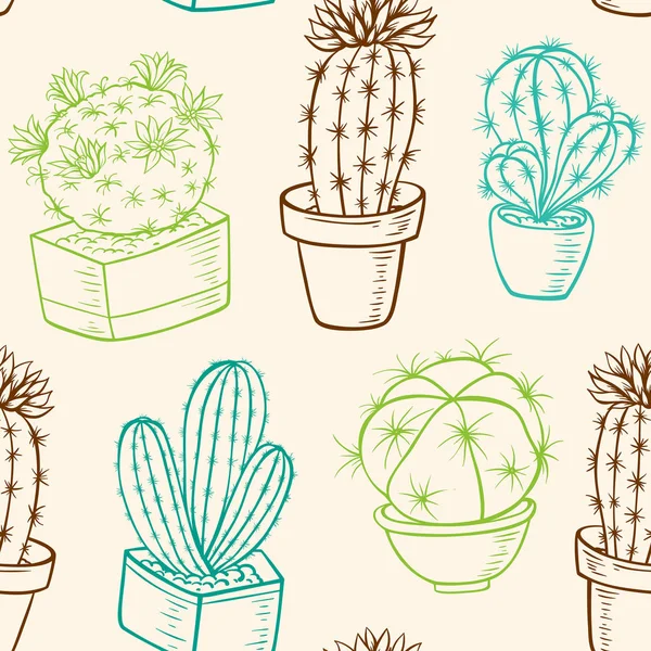 Seamless pattern with cactus — Stock Vector