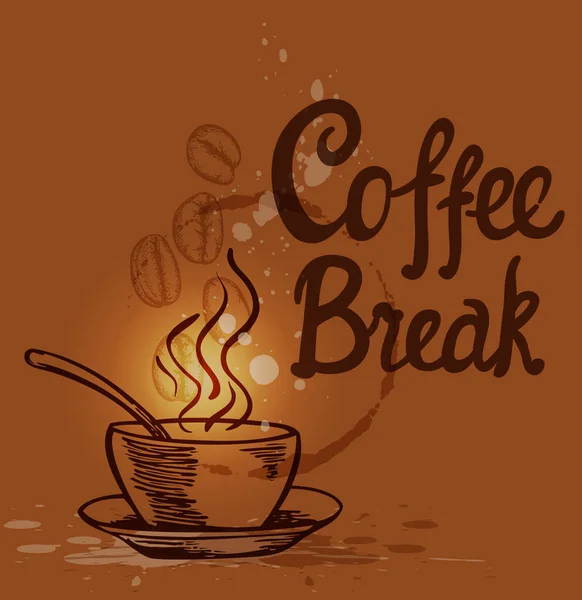 Fondo caffè con tazza — Vettoriale Stock