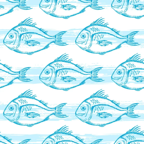 模式与蓝色的鱼 — 图库矢量图片