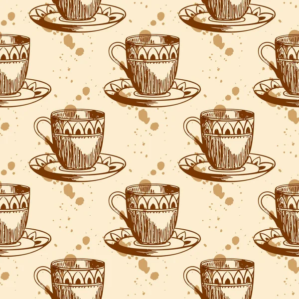 Patrón sin costuras con taza de café — Archivo Imágenes Vectoriales