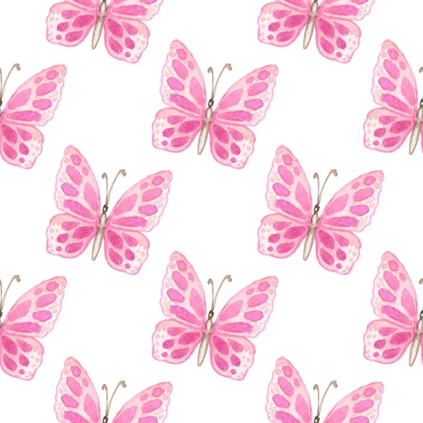 Vzorek s růžovými motýli — Stock fotografie