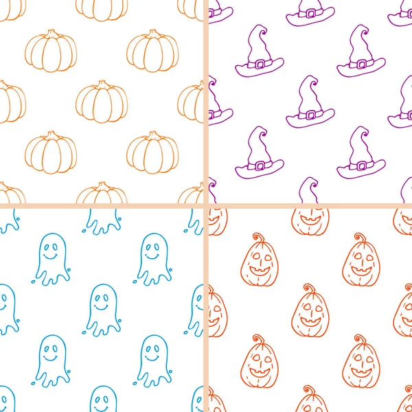 Padrões simples de doodle Halloween —  Vetores de Stock