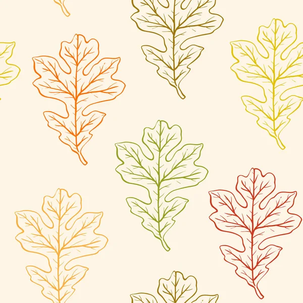 Motif sans couture avec feuilles de chêne — Image vectorielle