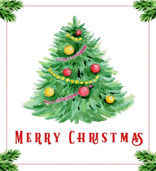 Watercolor Christmas greeting card — Stock Photo, Image