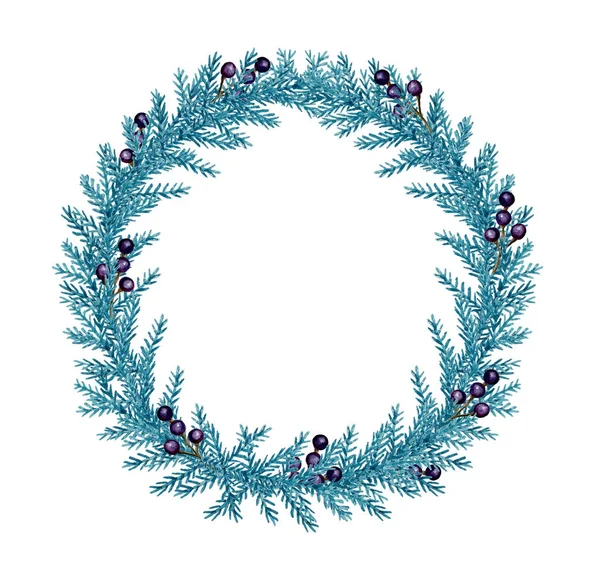 Decorative watercolor Christmas wreath — Stock Photo, Image