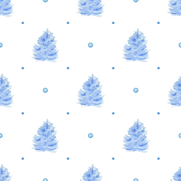 Pattern with blue fir trees and snow — Stock Photo, Image