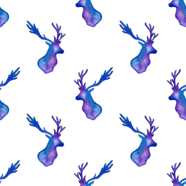 Watercolor pattern with silhouettes of deer — Stock Photo, Image