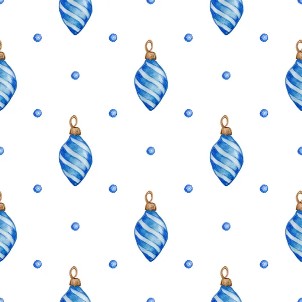 Weihnachtsmuster mit blauen Dekorationen — Stockfoto