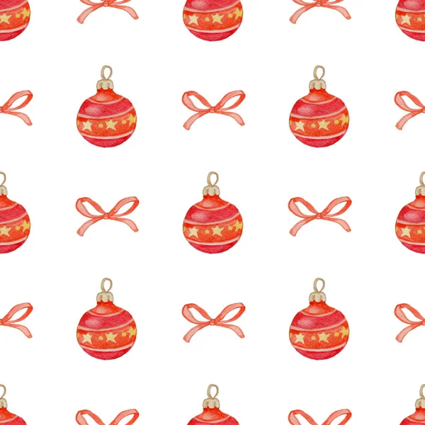 Natal sem costura padrão com decorações vermelhas — Fotografia de Stock