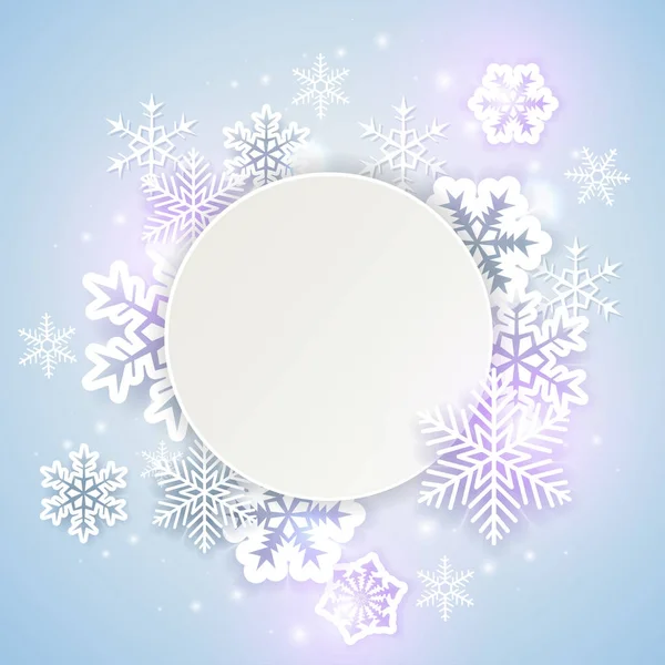 Fondo de vacaciones con copos de nieve blancos — Vector de stock