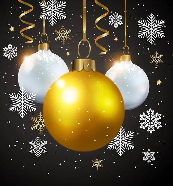 White and golden decorations on a black background. — Stock Vector