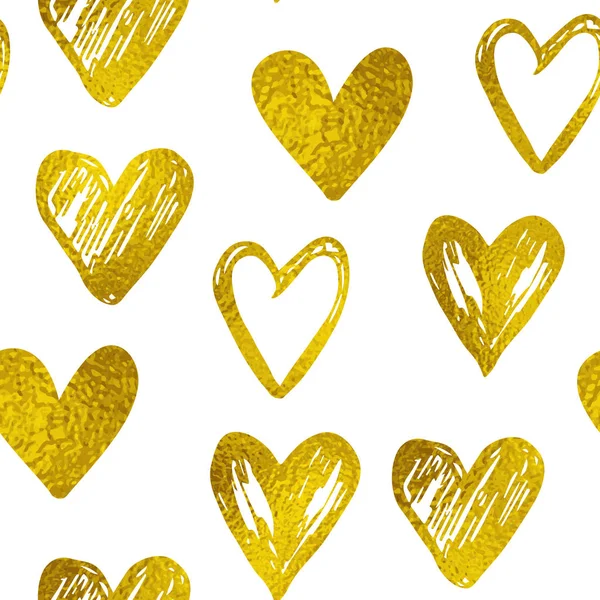 Nahtloses Muster mit goldenen Herzen — Stockvektor