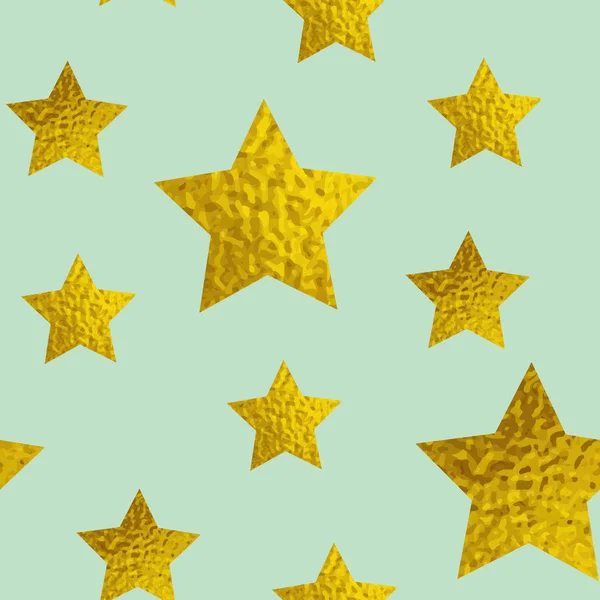 Estrellas de brillo dorado sobre un fondo verde — Vector de stock