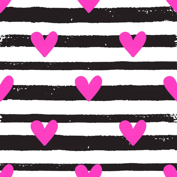 Sömlöst mönster med rosa hjärtan — Stock vektor