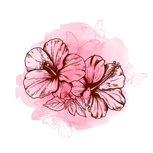 Çiçek arka plan hibiscus çiçek ile — Stok Vektör