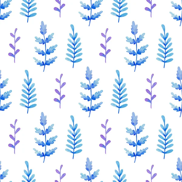 Seamless pattern with blue and violet leaves. — Stock Photo, Image