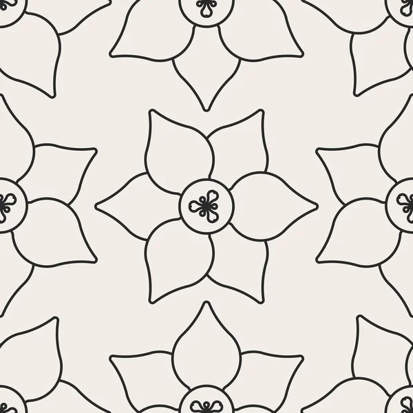 Patrón Geométrico Decorativo Sin Costura Floral Fondo Vectorial Con Flores — Vector de stock