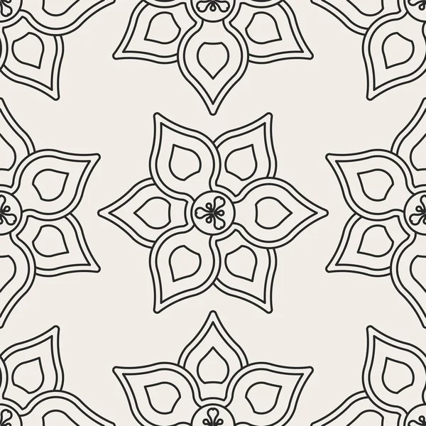 Patrón Geométrico Decorativo Sin Costura Floral Fondo Vectorial Con Flores — Vector de stock