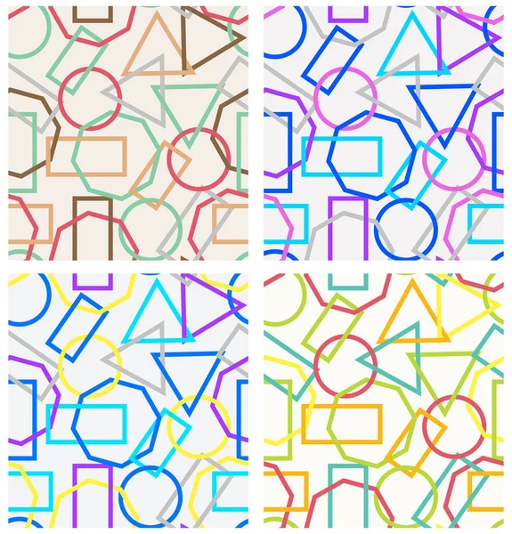装飾抽象幾何学的なシームレスなパターンのセット 現代のベクトル背景 — ストックベクタ