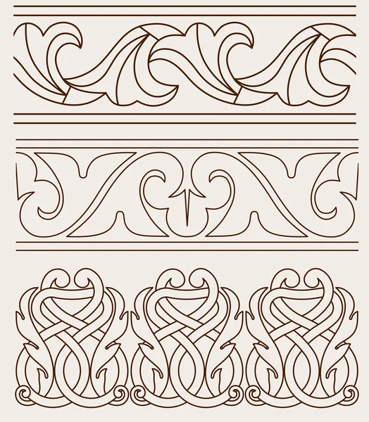 Set Traditional Oriental Seamless Borders Decorative Design Elements Vector Illustration — Stock Vector