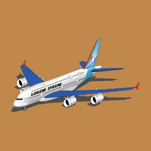 Isométrico avión blanco aterrizó . — Vector de stock