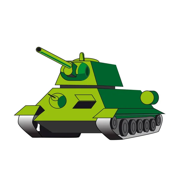 Militaire groene tank geïsoleerd. — Stockvector