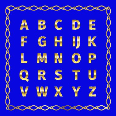 Vektör altın alfabe. Altın harfler.