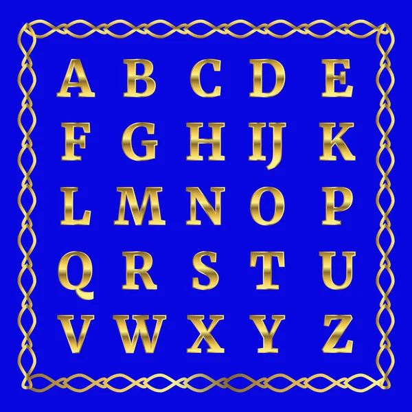 Alphabet vectoriel doré. Lettres dorées . — Image vectorielle