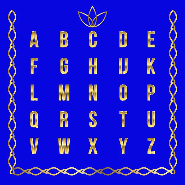 Vector golden alphabet. Golden letters. — Stock Vector