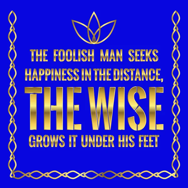 Cita motivacional. El hombre tonto busca la felicidad en el distante — Archivo Imágenes Vectoriales