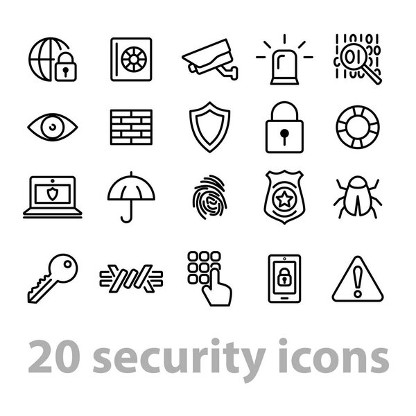 коллекция двадцати значков безопасности
