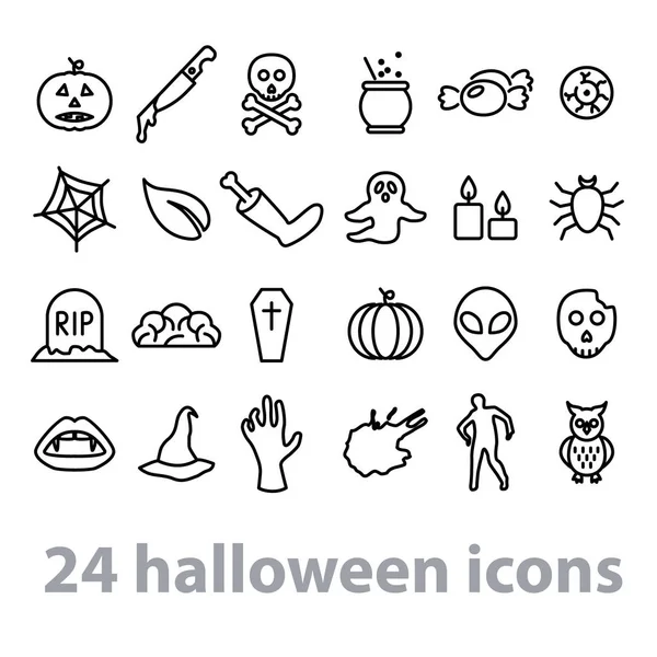 24 Halloween-Ikonen — Stockvektor