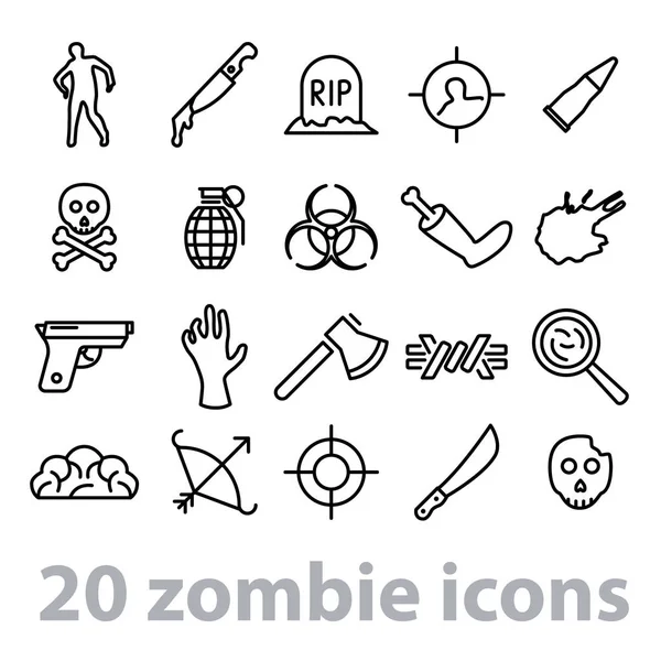 Twintig zombie pictogrammen collectie — Stockvector