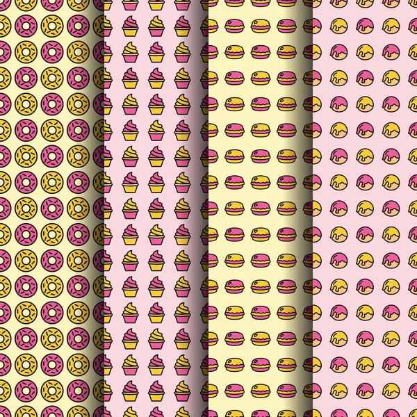Колекція безшовних візерунків з десертом — стоковий вектор