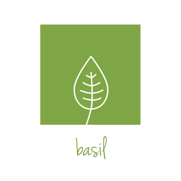 Basilikum-Symbol auf grünem Quadrat — Stockvektor