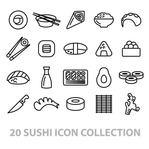 Twenty sushi icon collection — Stock Vector