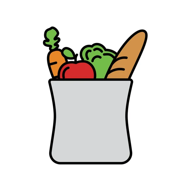 Compras de comestibles en bolsa — Vector de stock