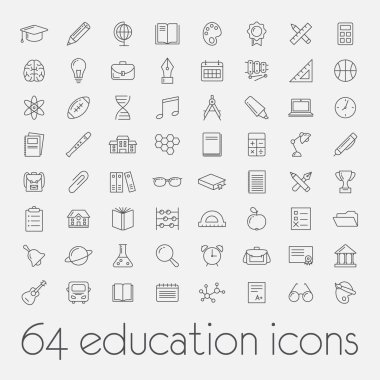 big set of education icons clipart