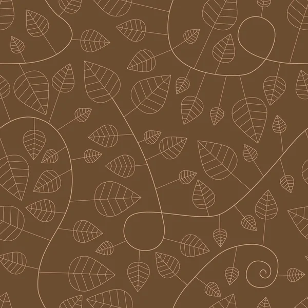 Seamless pattern with leaves and curves — Stock Vector