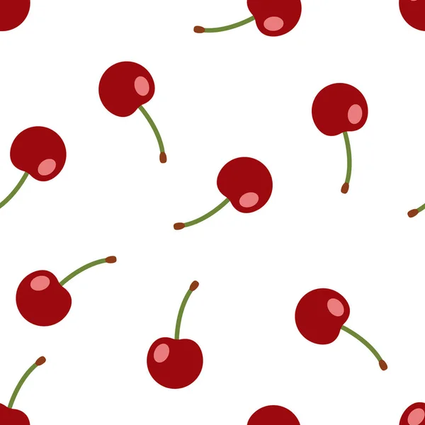 Cherry seamless pattern on white background — Stock Vector