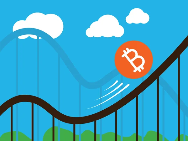 Bitcoin en montaña rusa — Vector de stock
