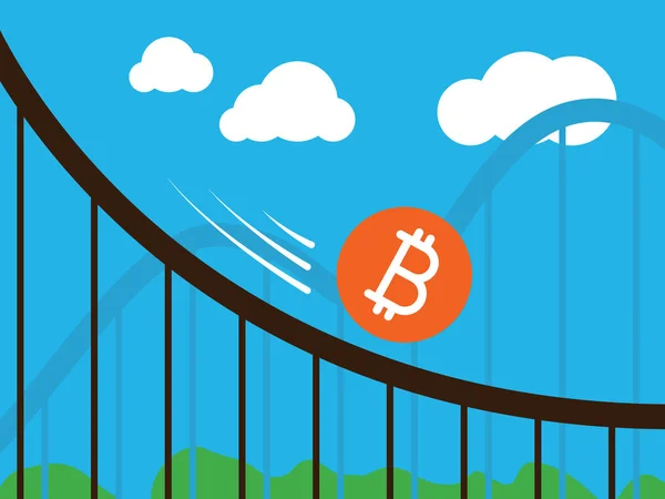 Bitcoin en montaña rusa — Vector de stock