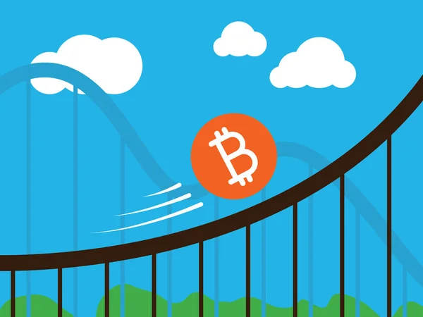 Bitcoin en montaña rusa — Vector de stock