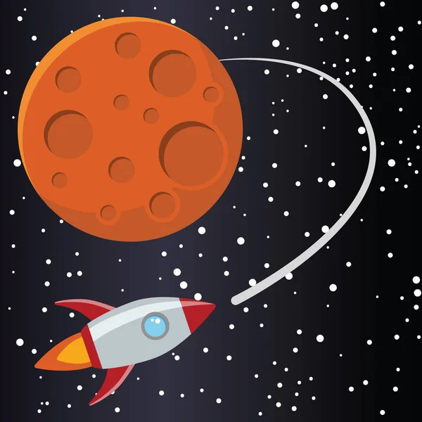 Raketa s Marsem v prostoru — Stockový vektor