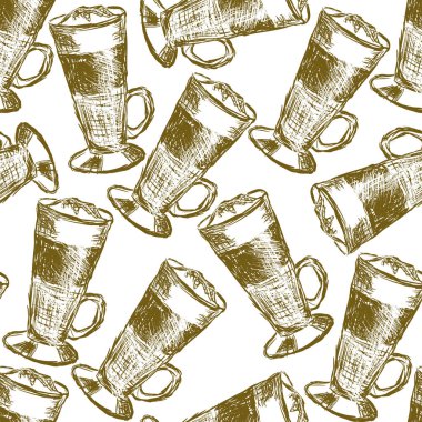 Doodle latte macchiato kahve seamless modeli