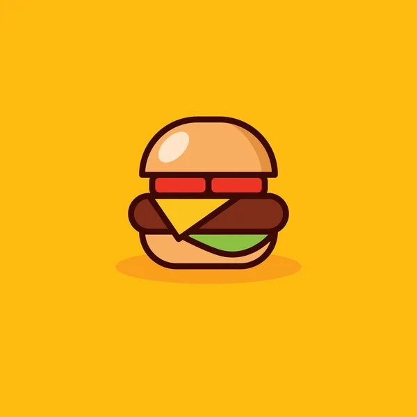 Icono de la hamburguesa vector con fondo naranja — Vector de stock